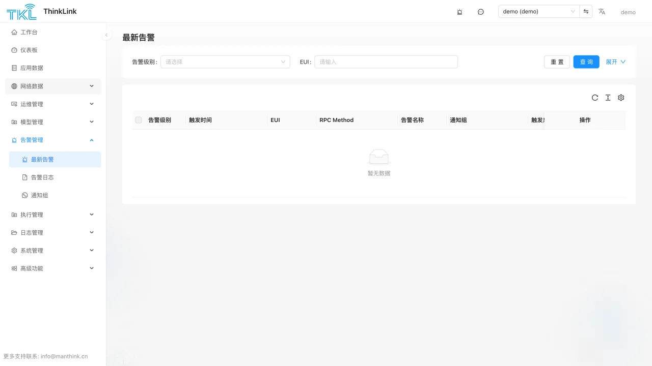 ThinkLink 告警管理列表