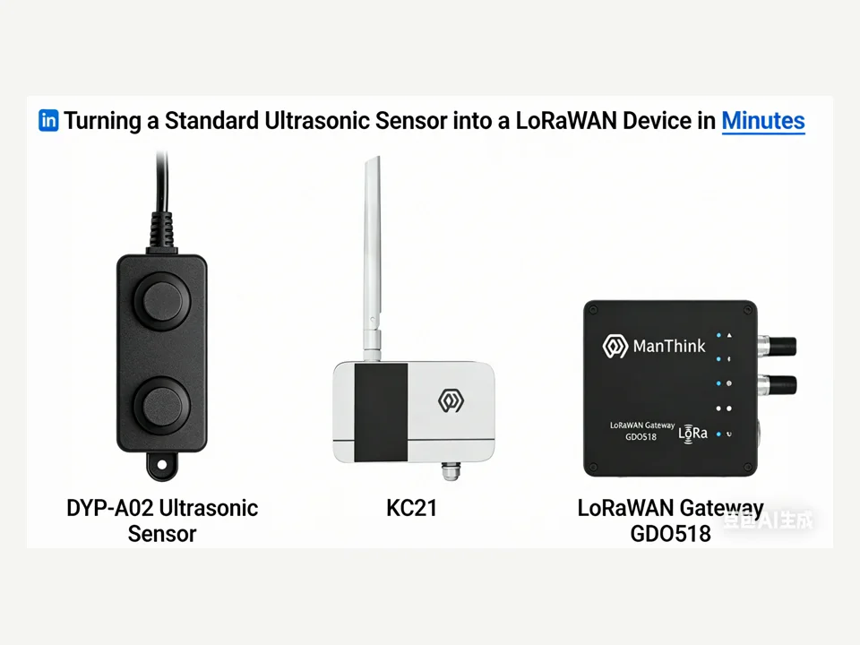DYP-A02 Dual-head ultrasonic sensor, real hardware integrated with ThinkLink EdgeBus