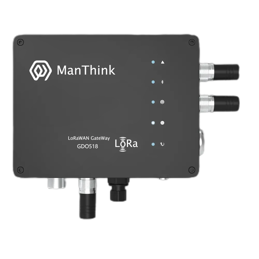 Front view of the black GDO51 outdoor LoRaWAN gateway